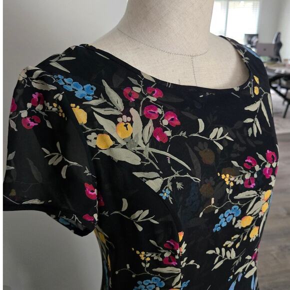 Vintage Kay Unger Silk Midi Asymmetric Floral Dress size 4 - Picture 4 of 8